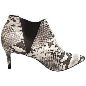 Shoe Republic La Snakeskin Booties Boots Womens Size 6 Black White Stiletto Heel